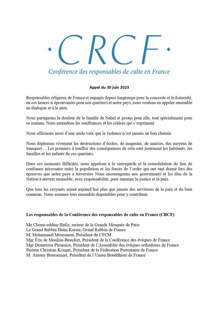 CRCF Communiqué