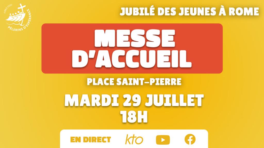 #Jubilé des jeunes : messe d'accueil place Saint-Pierre || Mardi 29 juillet 2025