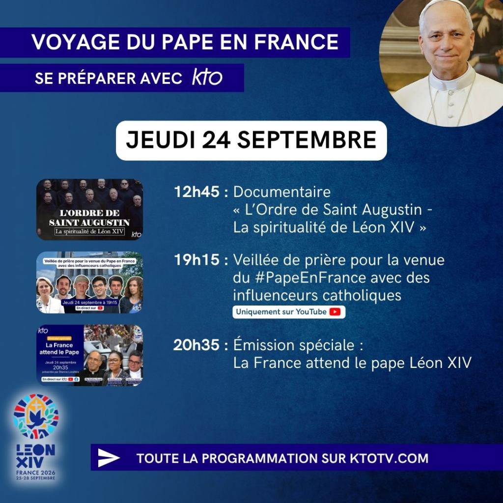 Pape en France : programmation du 24 septembre 2026